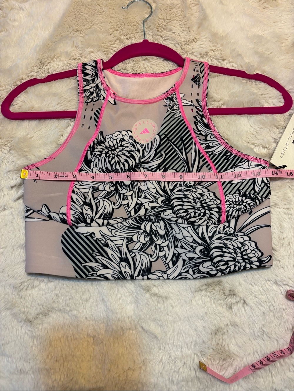 NWT adidas Stella McCartney Floral Racerback Sports Bra Crop Top S - Picture 5 of 8